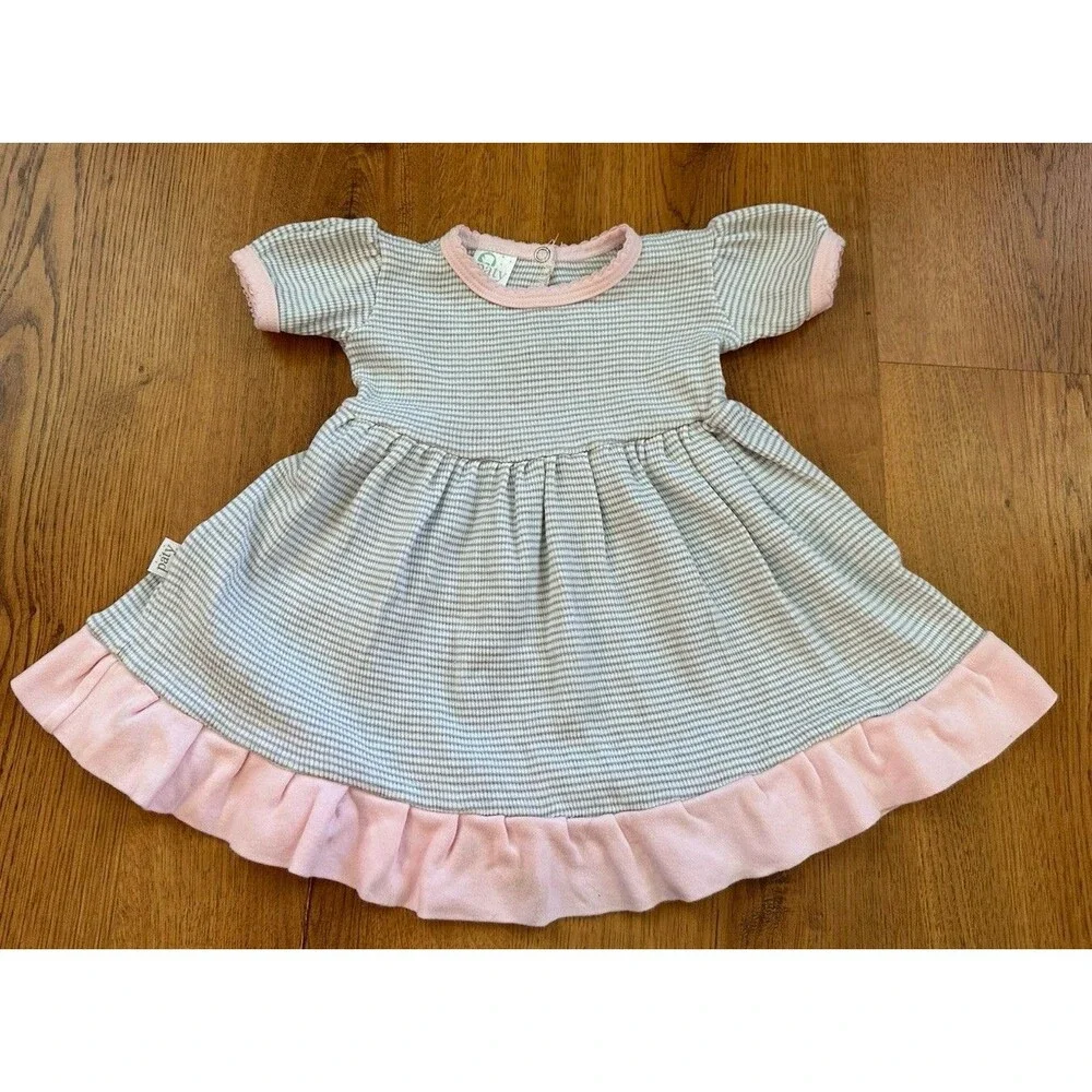 Paty Pima Cotton Ruffle Dress, Made In‎ USA, Baby Girl 3m, Dress Only